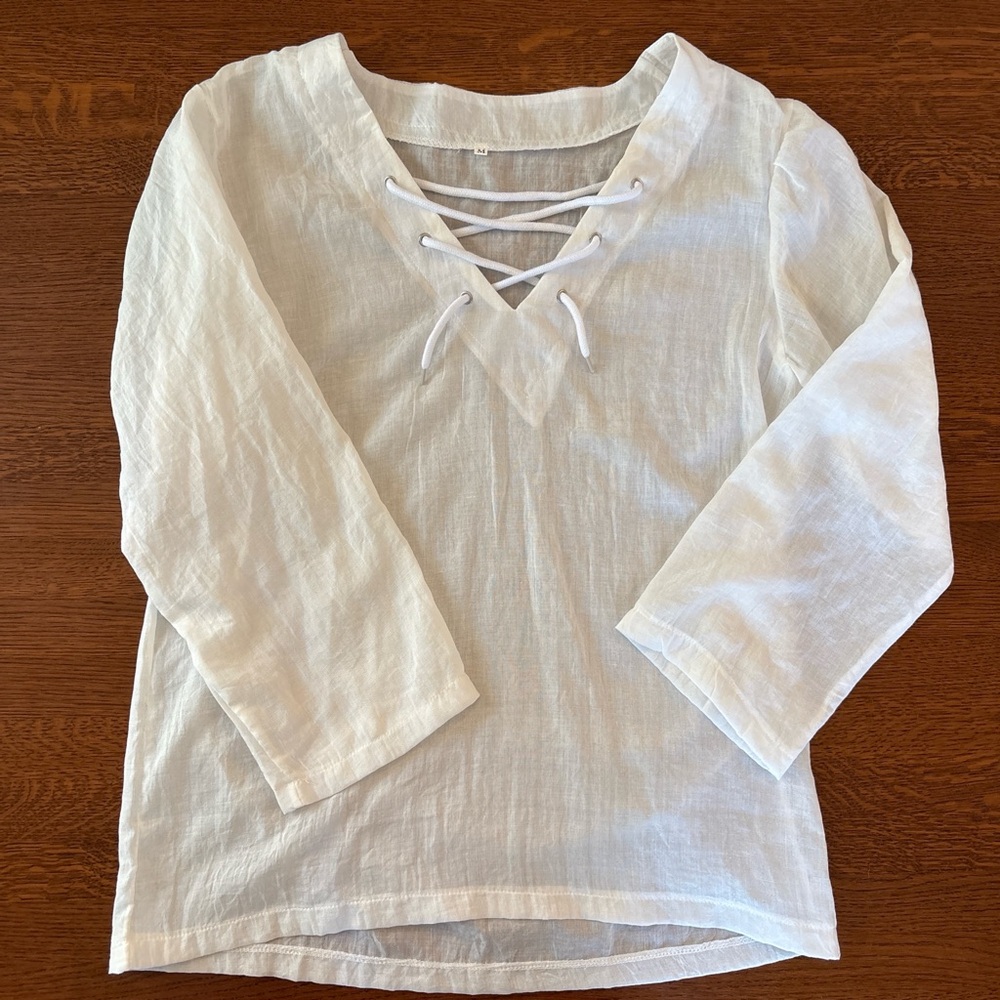 White Lace-Up Beach Cover-Up Sheer Summer Essential Lace-Up